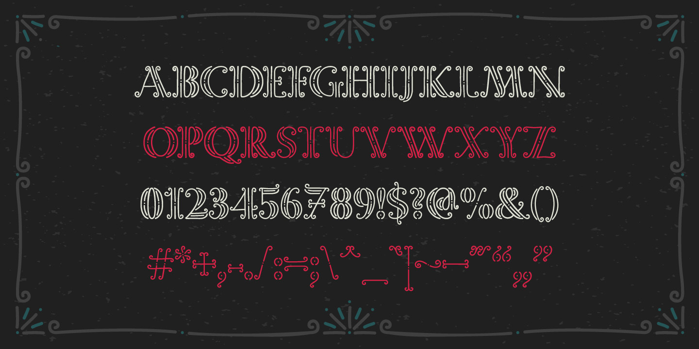 Beispiel einer Magic Curls Outline-Schriftart